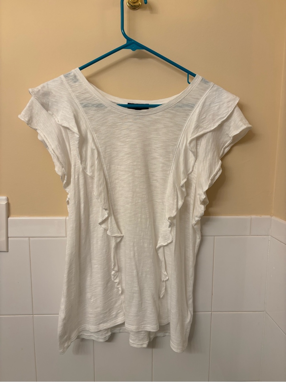 Express White Ruffle Top